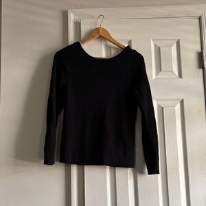 Black Long Sleeve Sweater with V Back